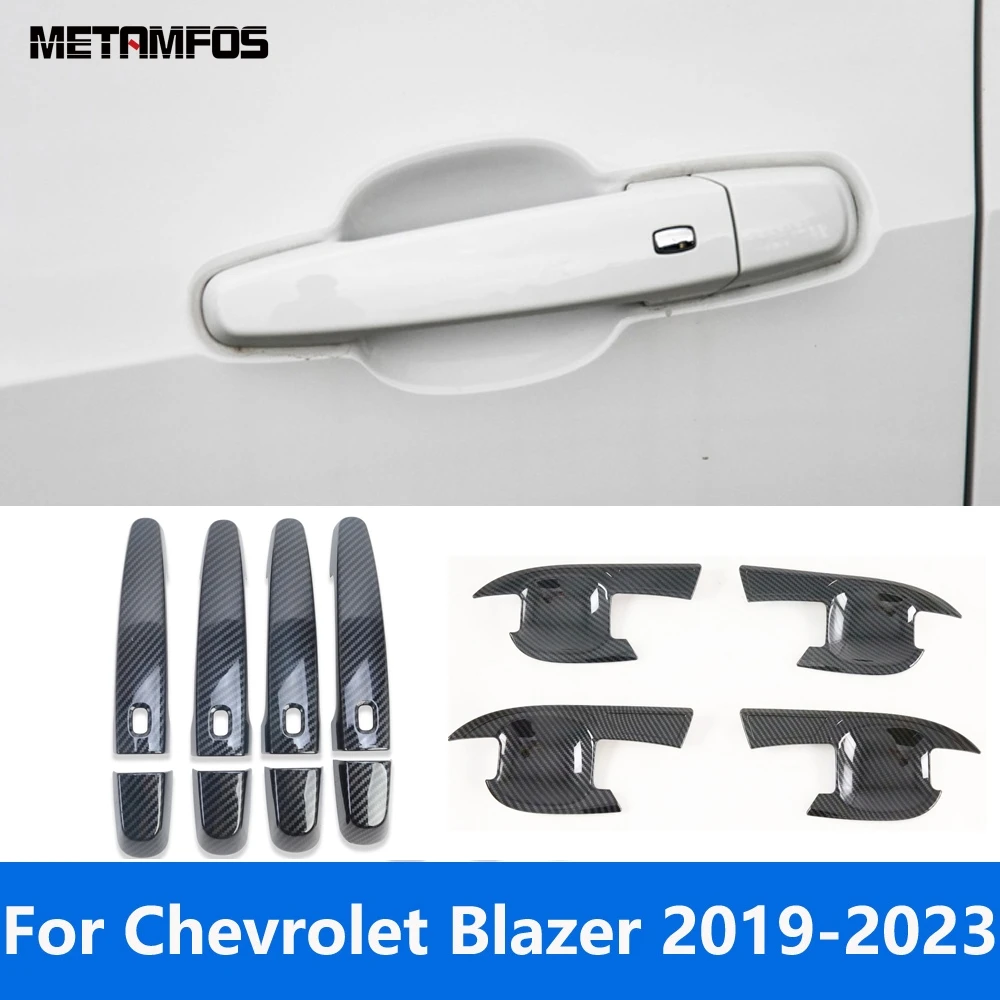 Para Chevrolet Blazer 2019-2022 2023, Cubierta Protectora de Fibra de Carbono para Manijas de Puerta Laterales, Accesorios Exteriores, Estilo de Auto