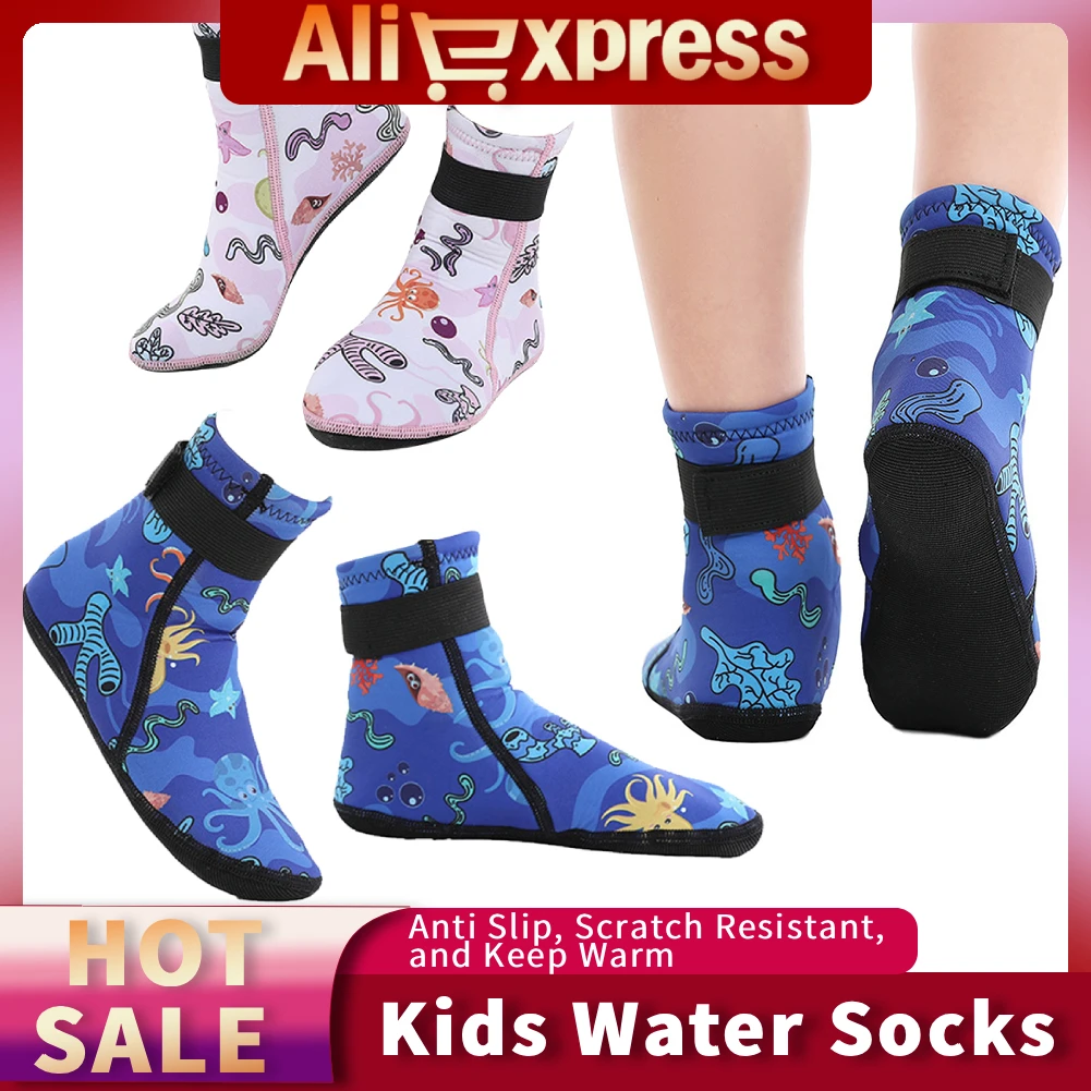 

Kids Neoprene Water Socks Beach Sand Socks Anti-slip Wetsuit Socks Adjustable Toddlers Diving Socks Keep Warm for Diving Surfing