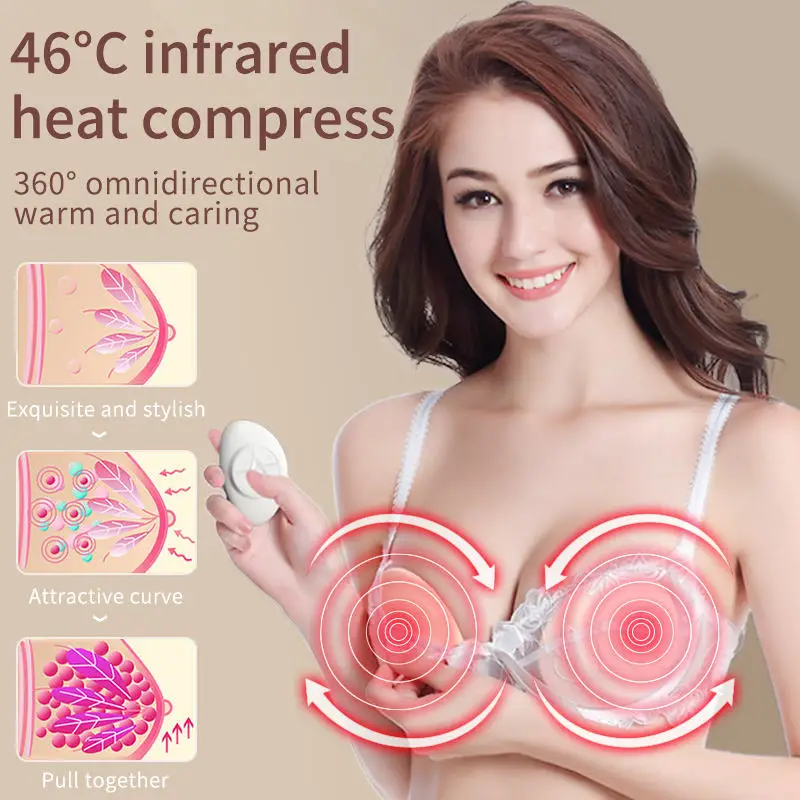 Breast Enhancement Instrument Red Light Massage Therapy Chest Massage Pad Hot Compress Wireless Vibration Massage