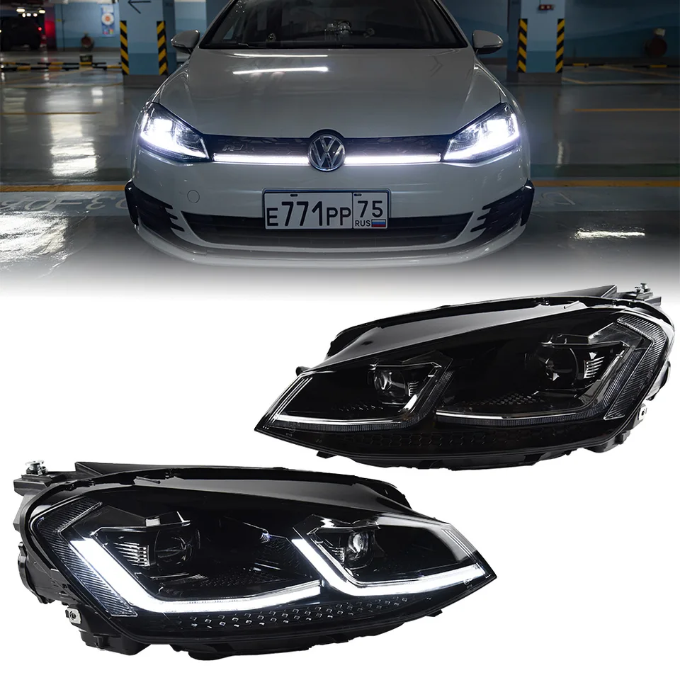 Vw Golf 7 mk7 2013-2017用のヘッドライト,交換用バッテリー,レンズ