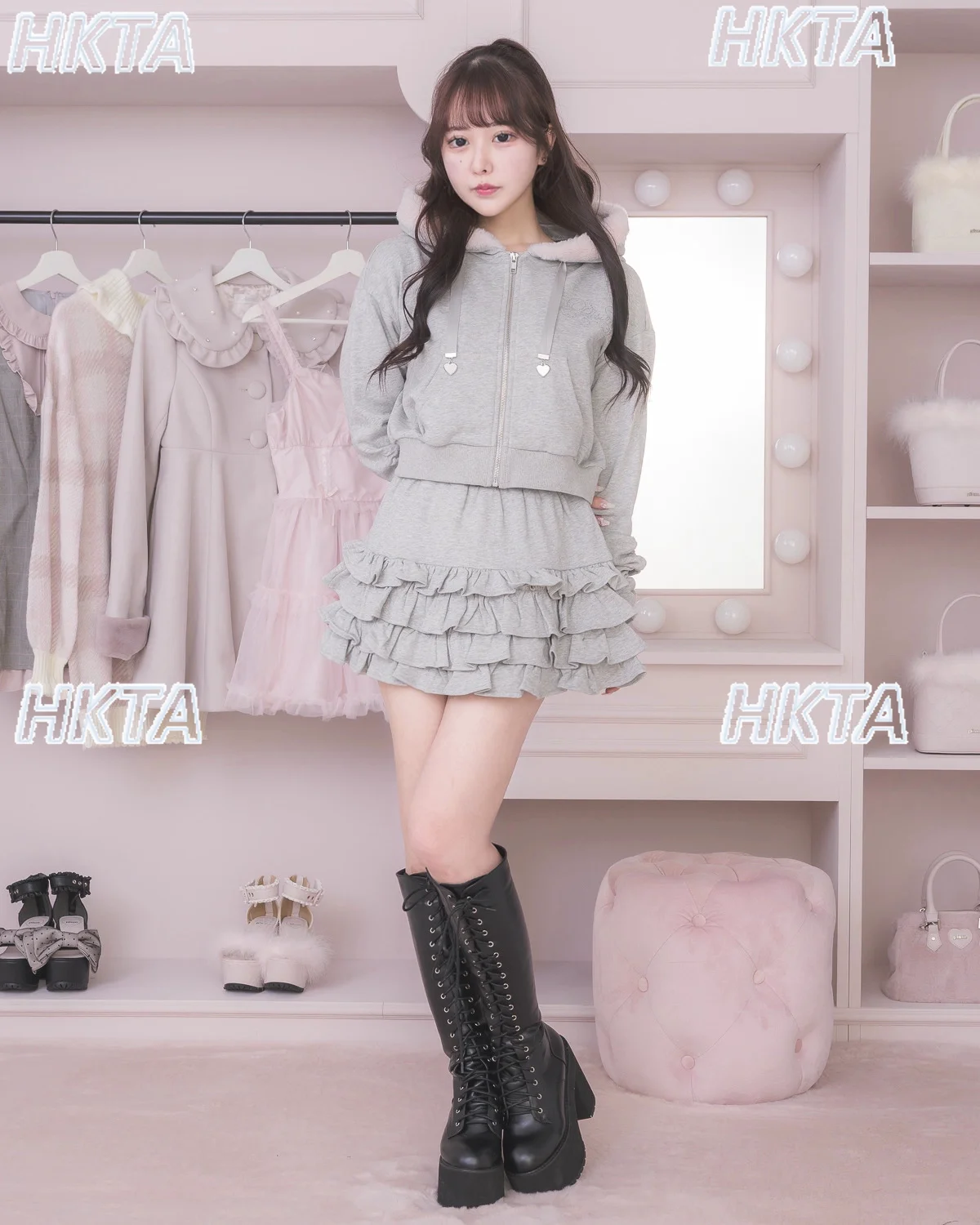 Japanese Style Sweet Long Sleeve Fluffy Terry Hoodie Sweatshirt Mini Skirt Set Autumn New Cute Lolita Skirt Two-Piece Set Women