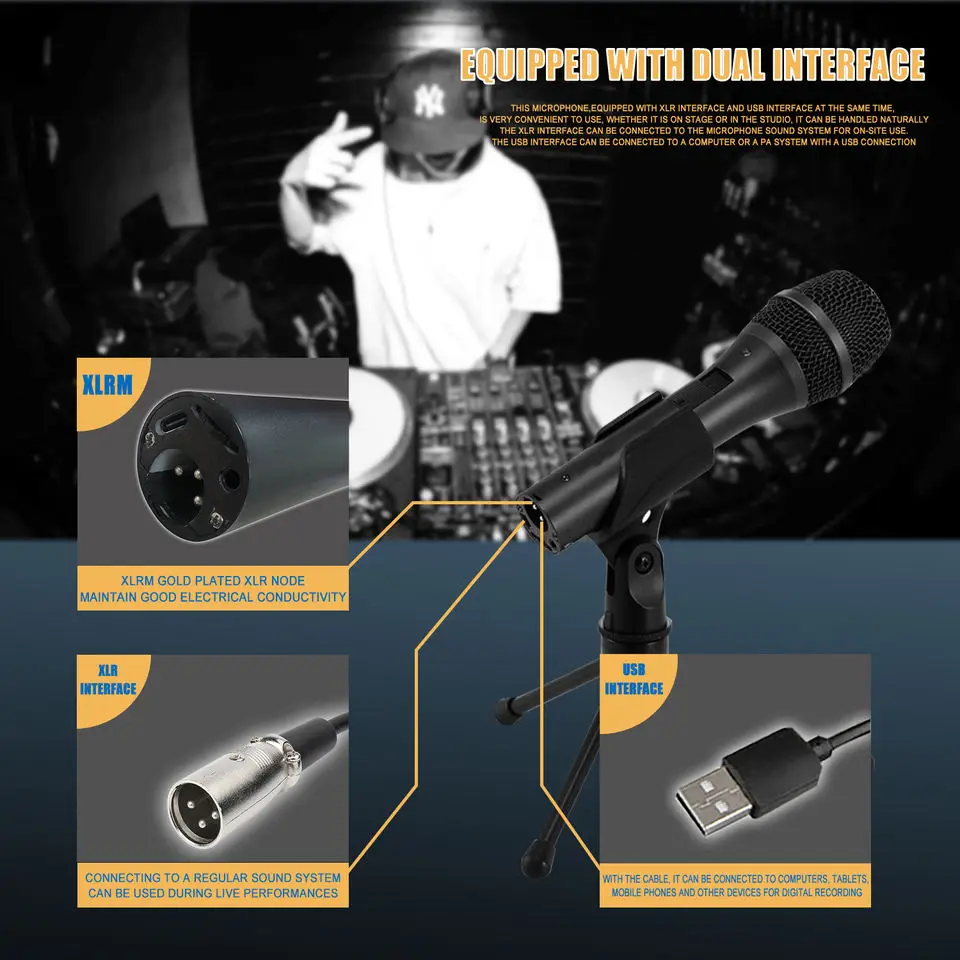 GAM-U23 USB computadora micrófono en tiempo real monitoreo de oído teléfono móvil canción nacional K micrófono en vivo