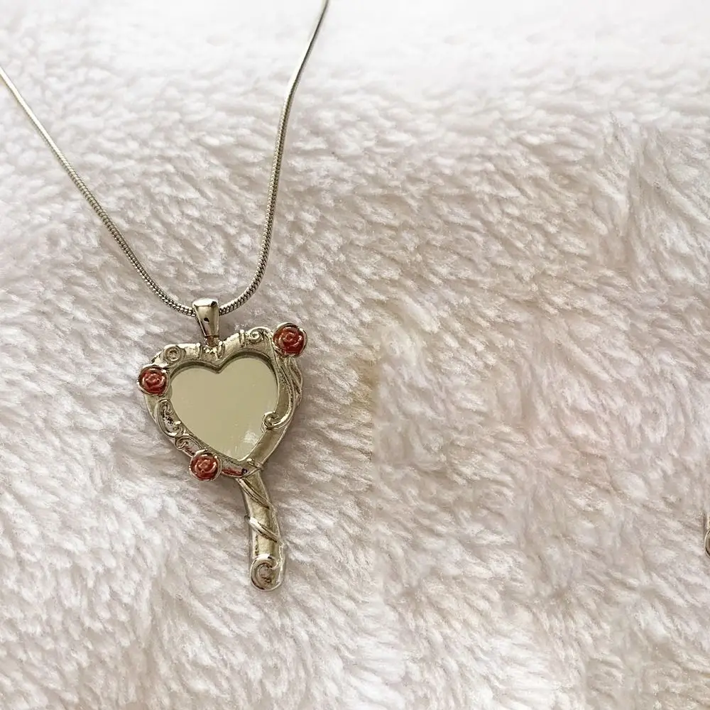 Jewelry Accessories Magic Mirror Necklace Princess Gold Plated Mirror Temperament Necklace Zinc Alloy Princess Necklace