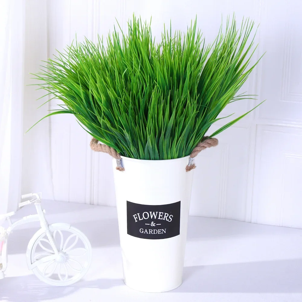 5pcs 7 Fork Artificial Grass Home Decoration Accessories Living Room Simulation Plastic Decoration Grass Bundle Bedroom