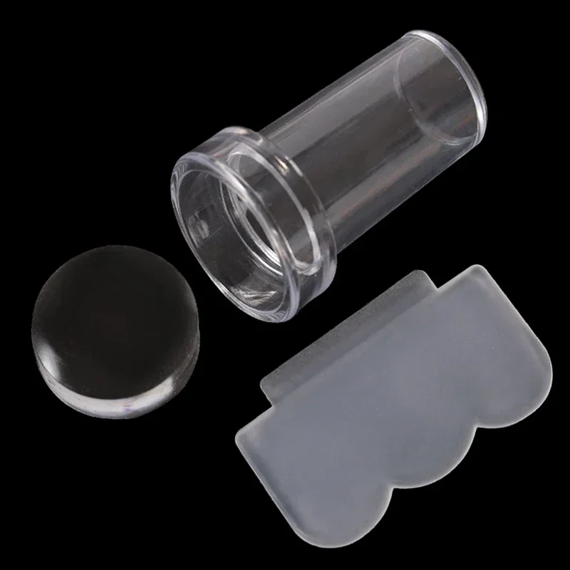 Tampon transparent pour vernis à ongles en silicone, impression de MSI, pointe française, modèle de tampon N64.avec grattoir, outil d'estampage, 2 pièces