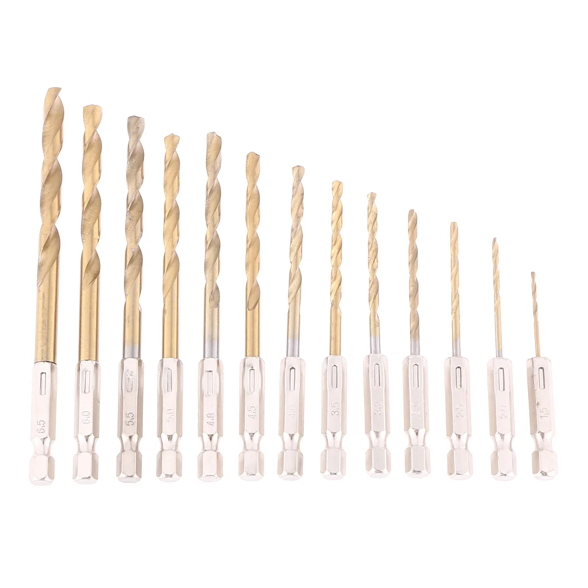 

13 Pcs Set 1.5-6.5mm Drill Titanium Coated Bits Shank Machining Steel Wood Plastic Durable