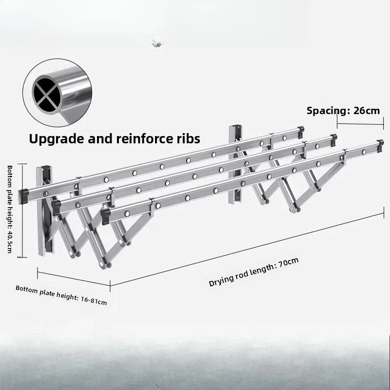 

Folding push-pull telescopic window balcony side wall small size drying rack