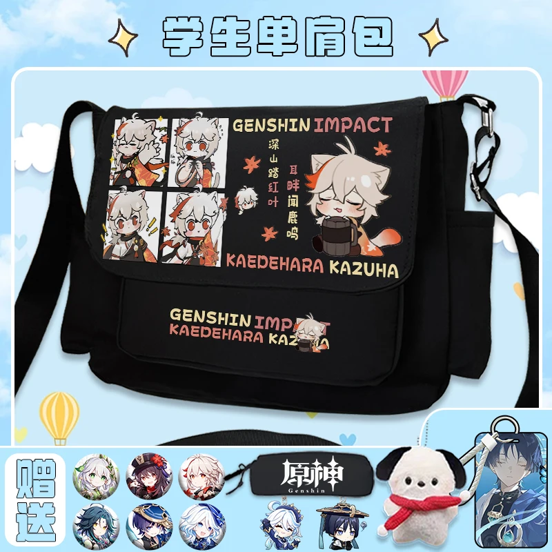 Anime Genshin Impact Xiao Alhaitham borsa con Badge Kids School Book studenti Outdoor spalla zaino Laptop Mochila