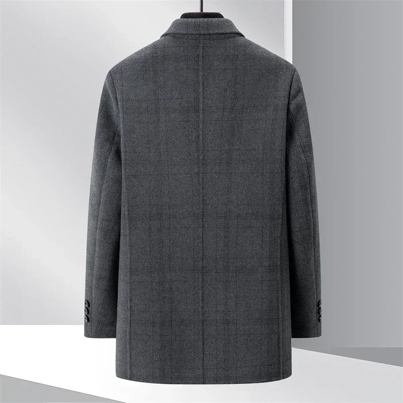 Men's Double-Sided Woolen Coat Autumn and Winter New Lapel Wool Coat in The Long Can Be Removed From the Inner Liner