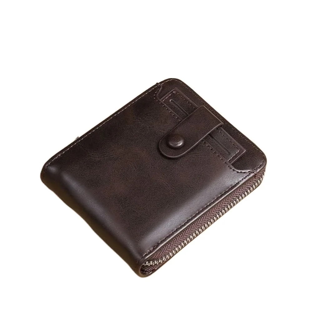 

Fashion Solid Color Men Short Wallet External Zipper Male Wallet Clutch Bag Card Pocket Business Card Bag Outdoor