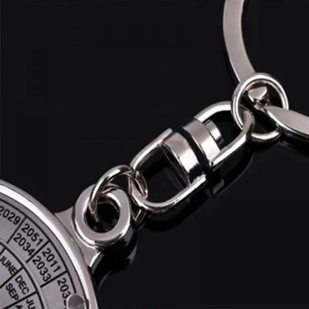 New 50 Years Perpetual Calendar Keyring Keychain Silver Alloy Key Chain Ring Keyfob