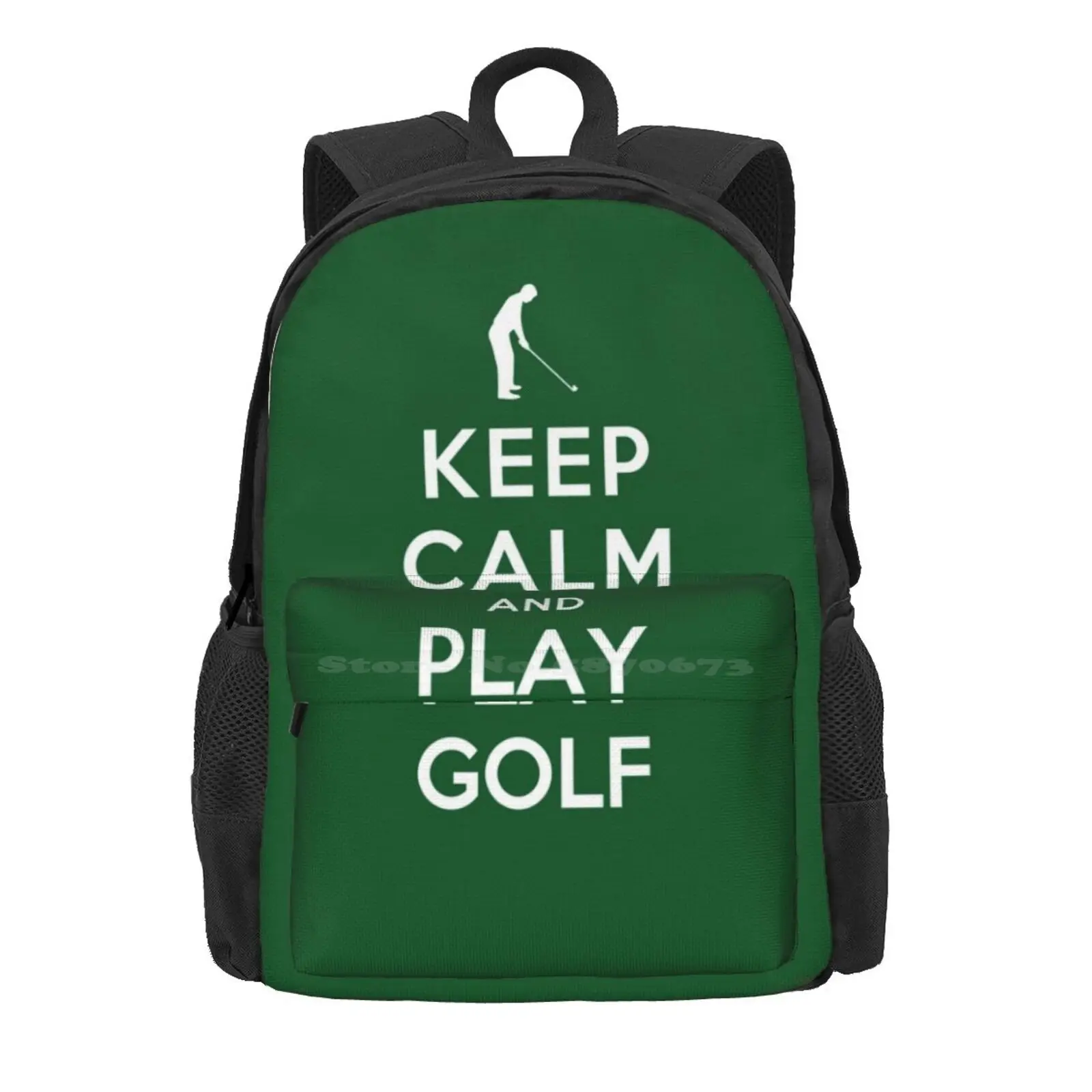 Keep Calm And Play Golf Hot Sale Schoolbag Backpack Fashion Bags Keep Calm And Carry On Golfer Sports Funny Joke Humor Text