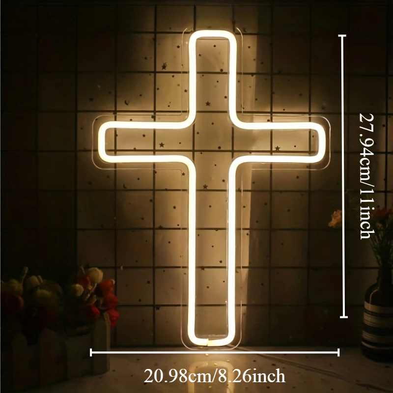 Cross Neon Sign A Jesus LED Neon Sign Wall Decor for Bedroom Living Room Christmas Wedding Birthday Party Gift for Family