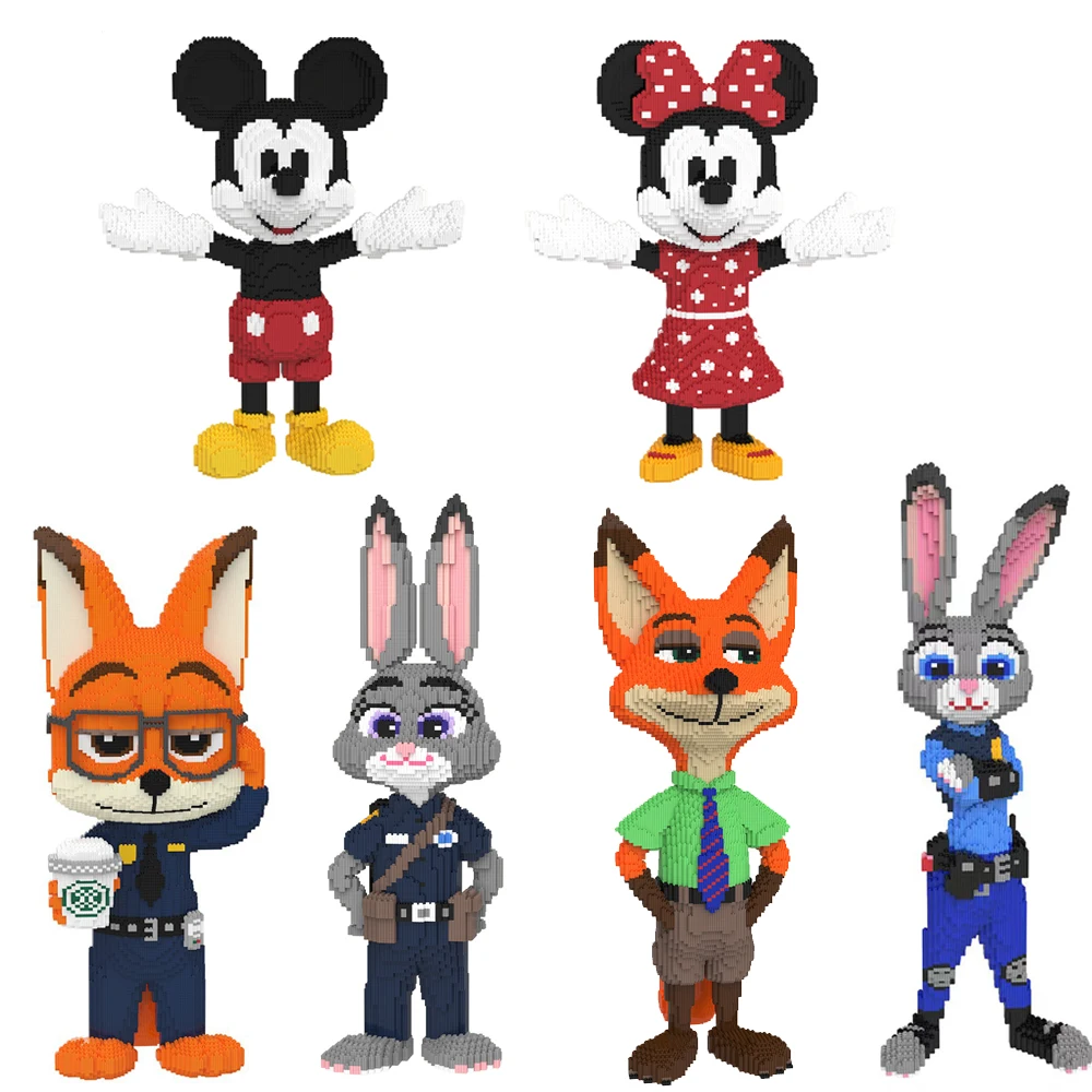 

Mickey Mouse Building Blocks Disney Zootopia Large Size Nick Judy Connection Diamond Bricks Figure Toys For Home Store Decor
