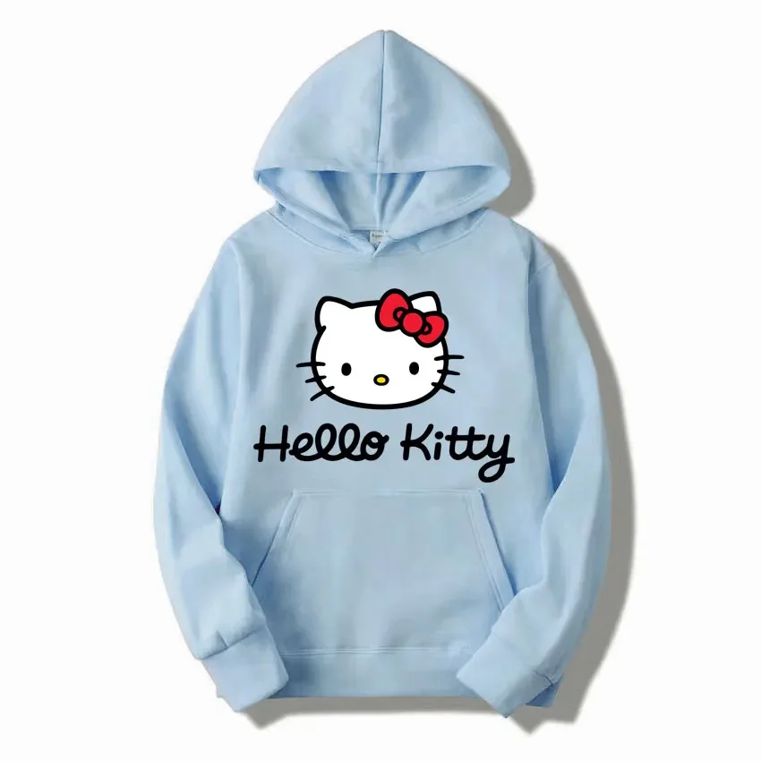 Sanrio Hello Kitty Cartoon Print Hoodie y2k Fashion New Women\'s Casual Harajuku Oversized Sweatshirt Kawaii Women\'s Spring Top