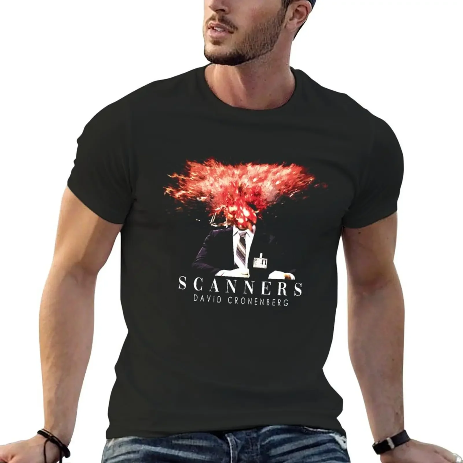 Scanners Movie Halloween Horror scifi film T-Shirt man t shirt blacks basketball graphic tees tees men clothings