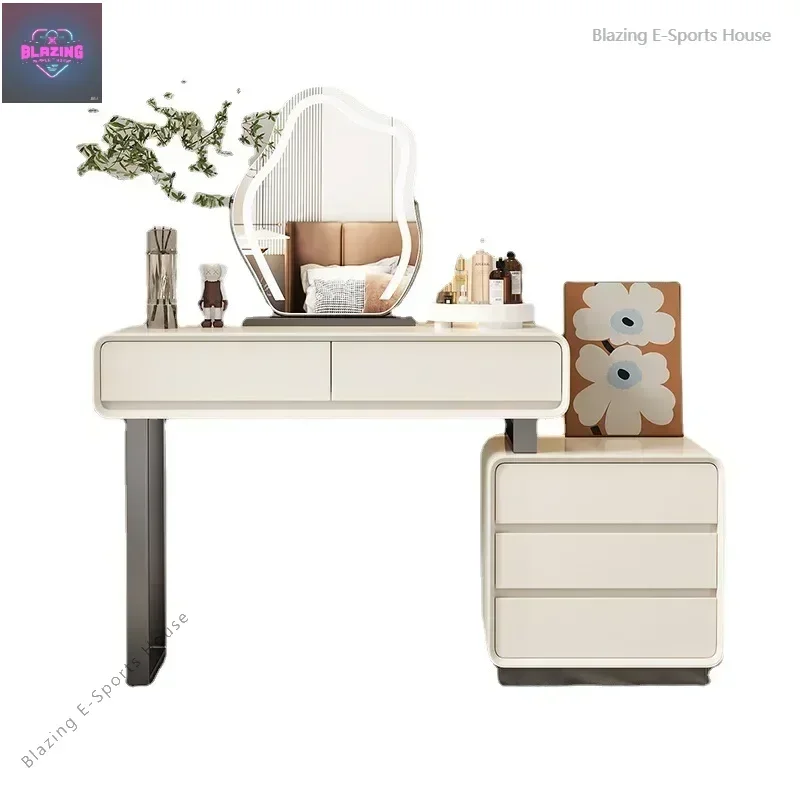 Simple Bedroom Furniture Mordern Dresser Table And Acrylic Chair Combination For Home Minimalist Dressing Makeup Dresser Vanity