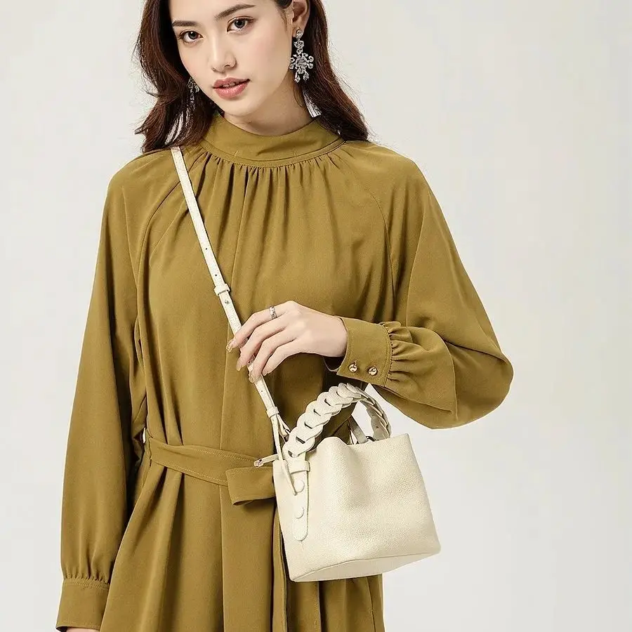 MENDY Handbag Women Mini Cross Bag Small Bucket Bags Handbag Luxury Designer Genuine Leather Crossbody Shoulder Bags Ladies New