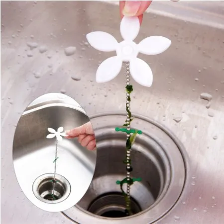 Small Flower Chain Sewer Cleaner Hair Suitable For Kitchen Sink Pipe Cleaning Hook Bathroom Anti-clogging Home Cleaning Tools