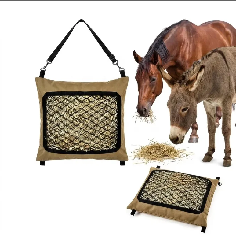 Portable Large Volume Horse Hay Feeding Bag Dry Grass Storage Sack Wear Resistant Equine Stable Farm Feeding Accessory