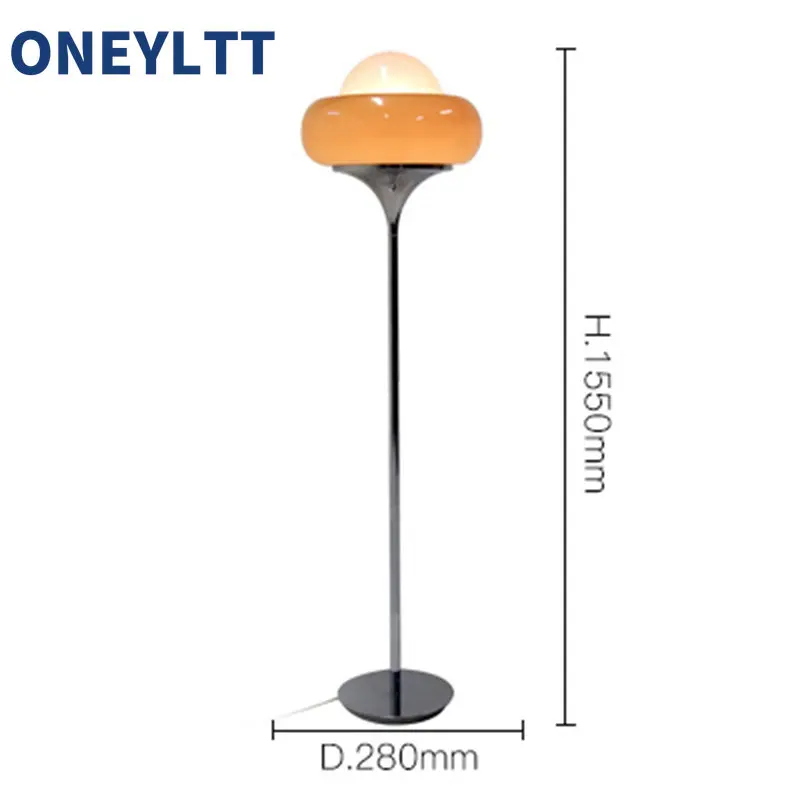 Vintage Orange Led Floor Light Living Room Glass Shade Corner Floor Lamp Home Decor Led Lighting Bedroom Stand Light Beside Lamp