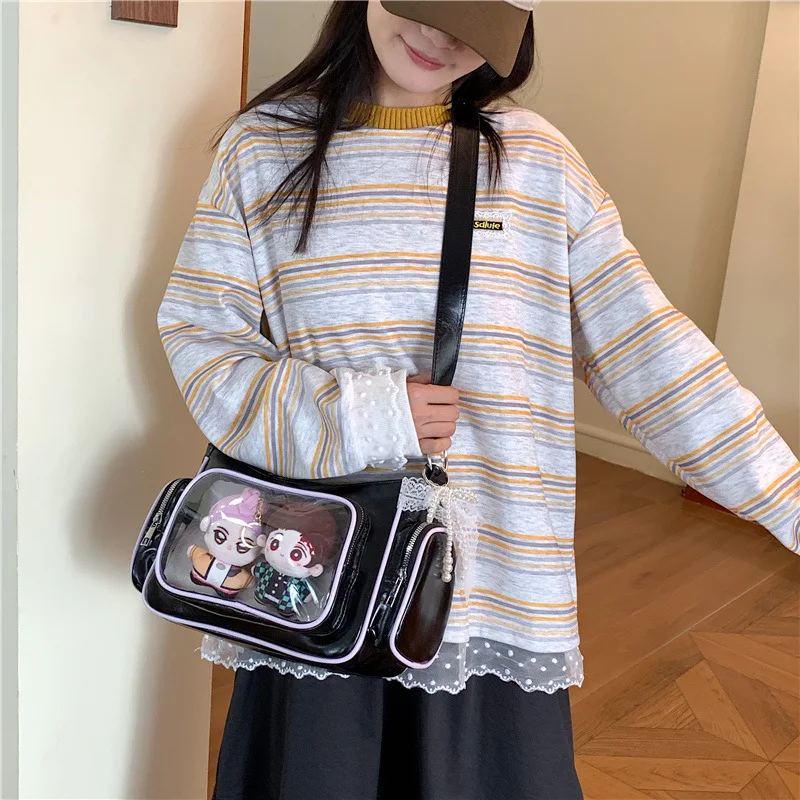 Japan Style  Anime Transparent Ita Bag New Large Capacity Fashion Student Class Bar Shoulder Crossbody Bag Women Messenger Bag