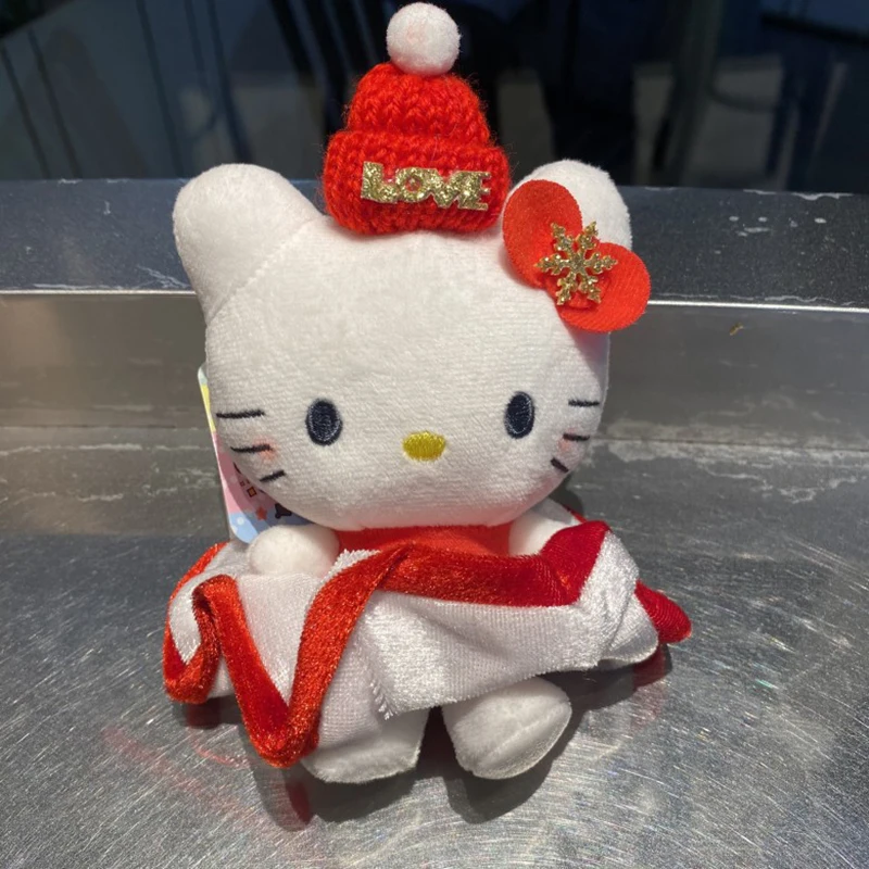 10cmのかわいい漫画風クリスマス帽子交換シリーズ ハローキティぬいぐるみキーホルダー バッグペンダントおもちゃギフト