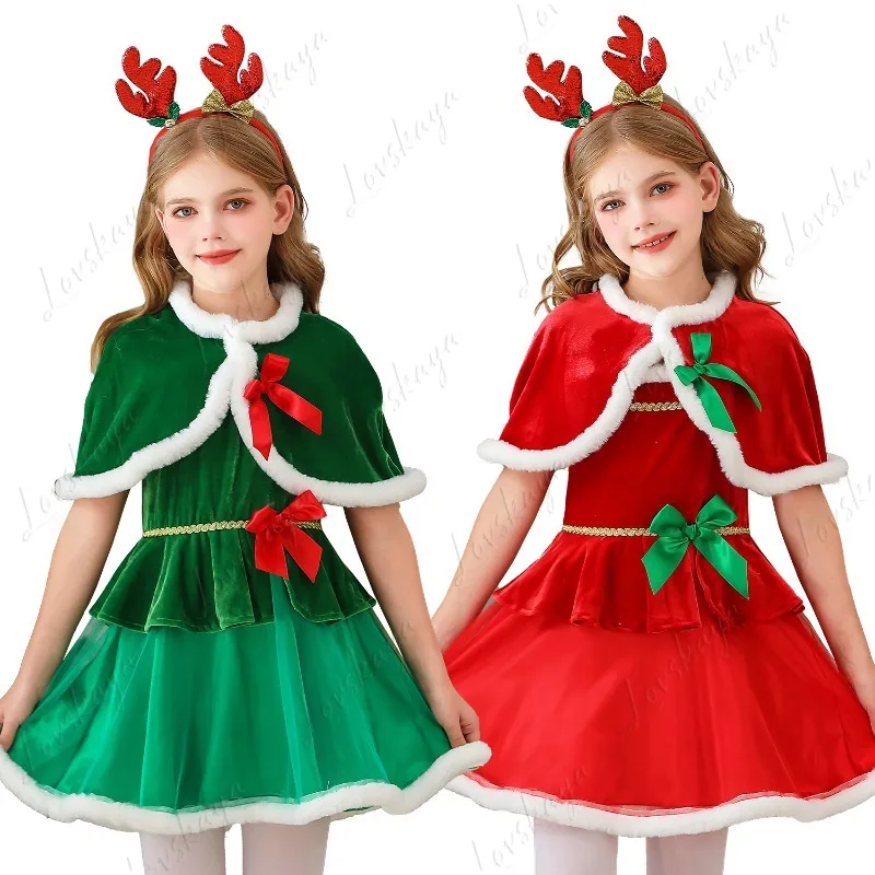 

Рождественская одежда — детская накидка-шаль, платье для девочек на елку, платье Санта-Клауса для рождественской вечеринки