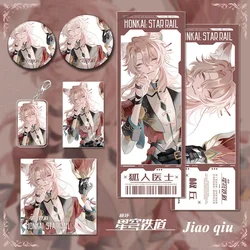 6pcs/1set Jiaoqiu Acrylic Key Chain Game Honkai: Star Rail Keychain Anime Figure Badge Pin Cosplay Props Card Jewelry Gift