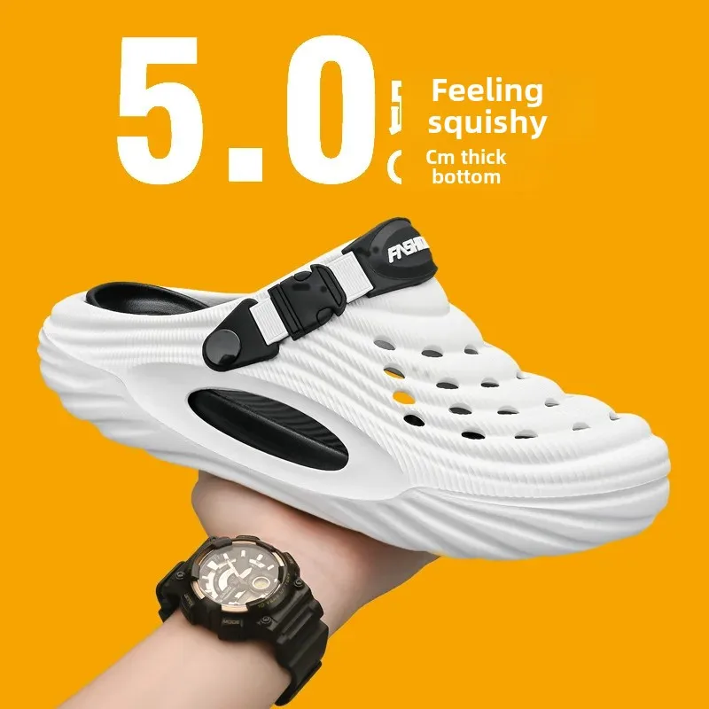 2025 New Men's Summer EVA Outdoor Wear Slip-On Casual Sports Shoes Thick Bottom Plus Size Dongdong Shoes Anti-Slip