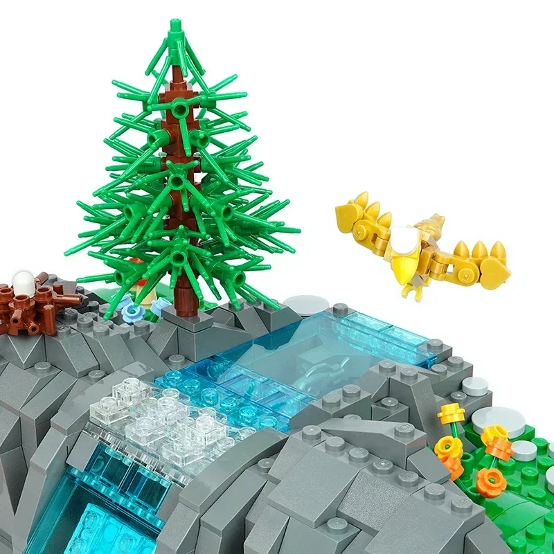 Modelo de paisaje Natural, bloques de construcción Moc, tecnología de cascada de trabajo, bloques modulares, regalos, juguetes de Navidad, conjuntos DIY de montaje