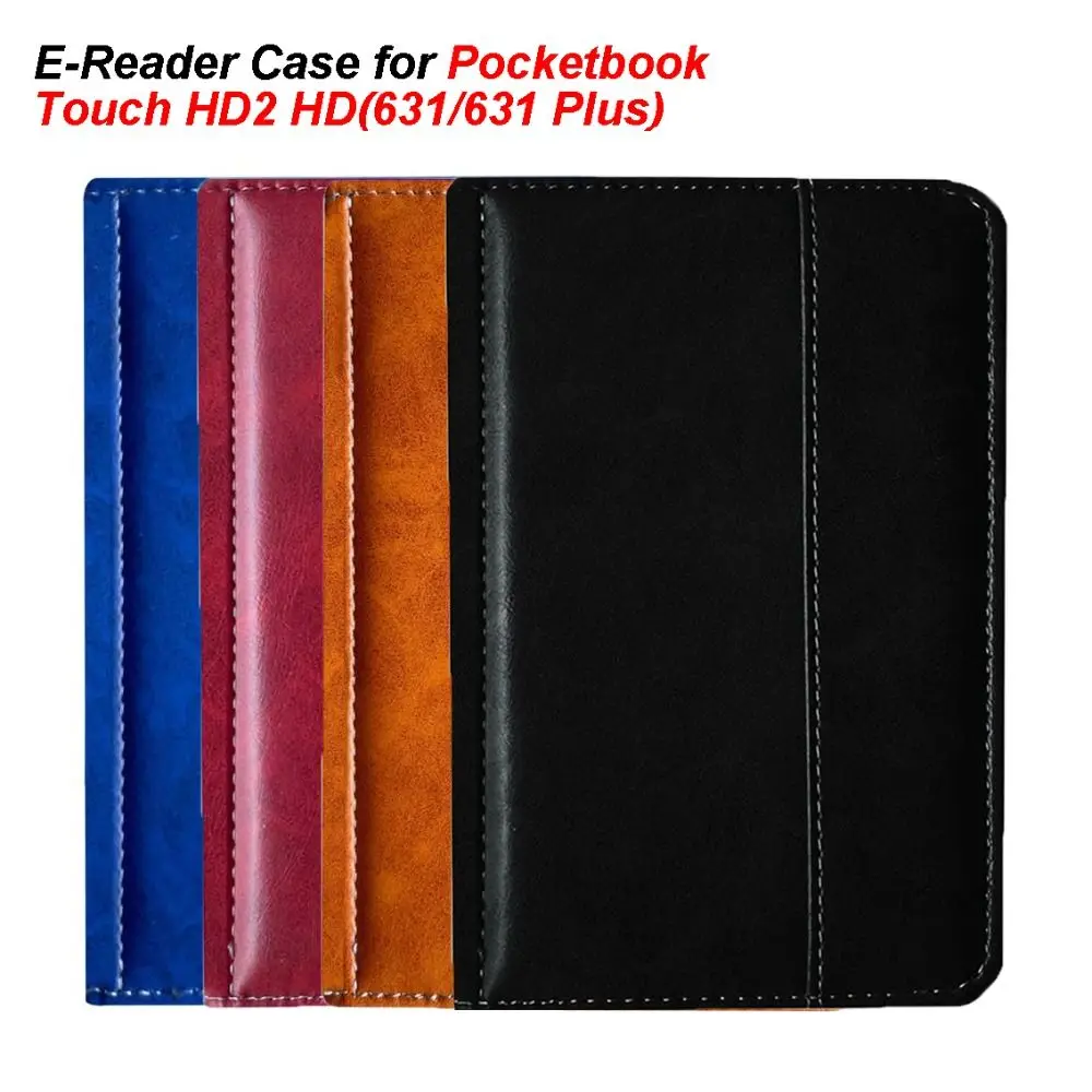 Étui anti-chute en cuir souple pour Pocketbook Touch, E-Reader, doublure en microcarence antichoc, couverture folio, HD HD2, 631/631 Plus, 6 pouces