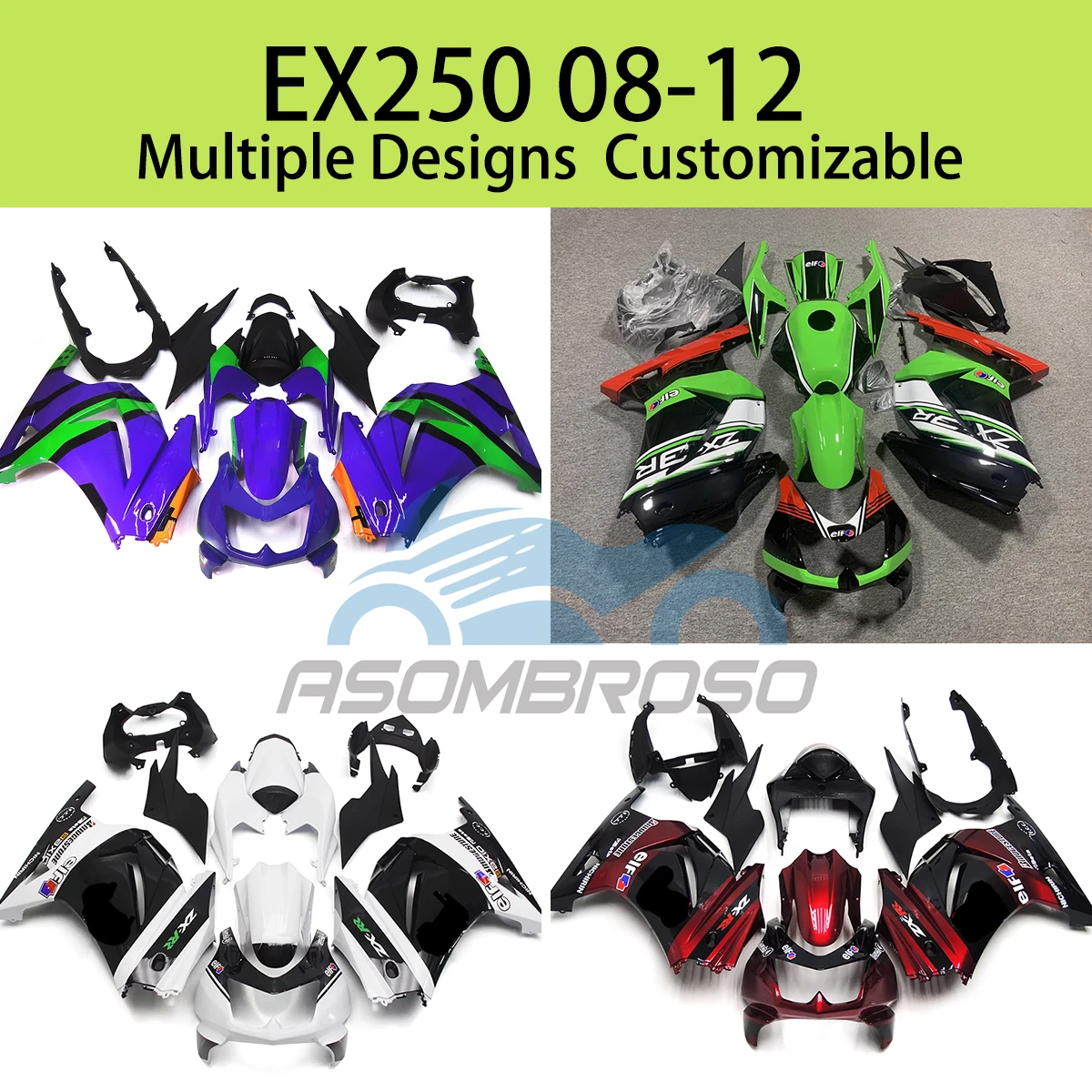 Cool Fairing Set EX 250 08 09 10 11 12 ABS Plastic Fairings Kit Motorcycle Cowling for EX250 2008 2009 2010 2011 2012