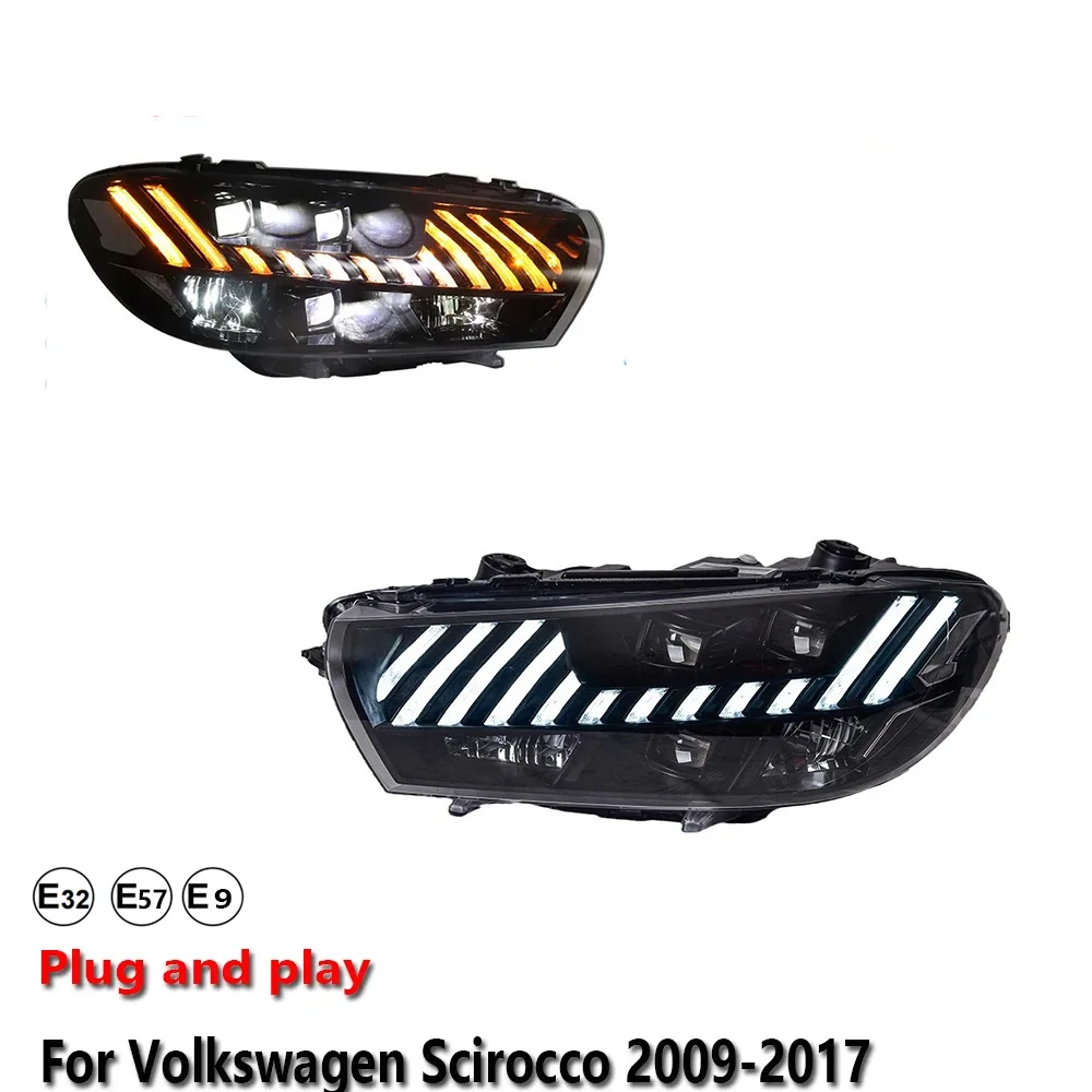 Car Accessories LED Headlight Light For VW Scirocco 2009-2017 1.4T 2.0 Projector Front Headlamp DRL Turn Signal Lamp Plug & Play
