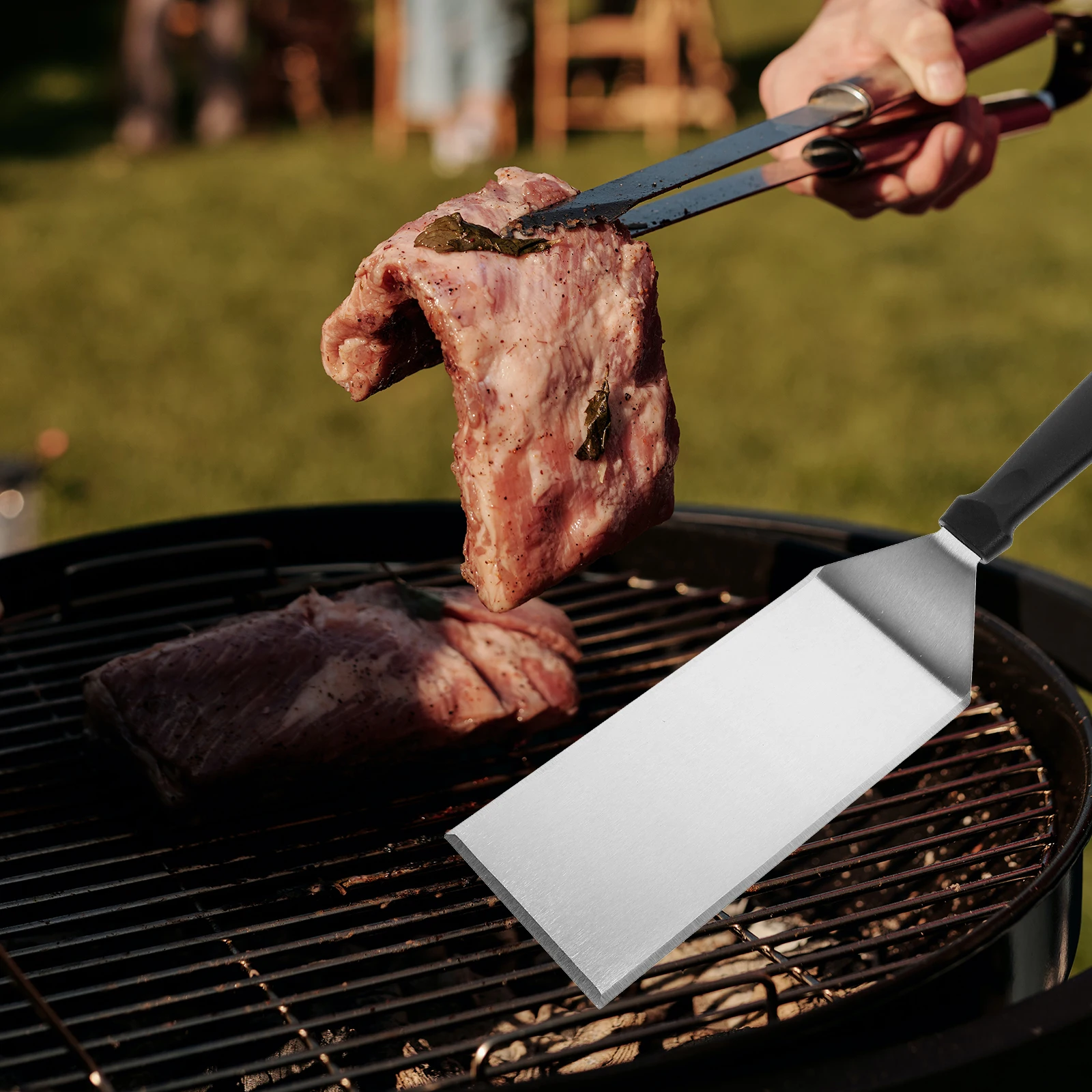 

1Set Stainless Steel Steak Shovel Heat Resistant Kitchen Gadget Professional Cooking Spatula for Steak Frying Turning Food