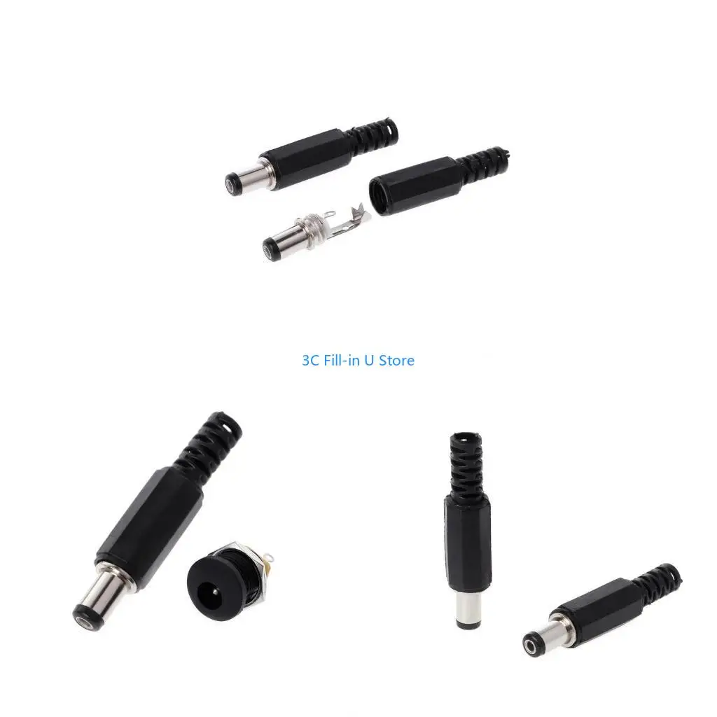 G8TA 5 Pcs 5.5mm x 2.1mm Male for DC Power Plug Connector+5 Pcs Screw Lock Female Pan