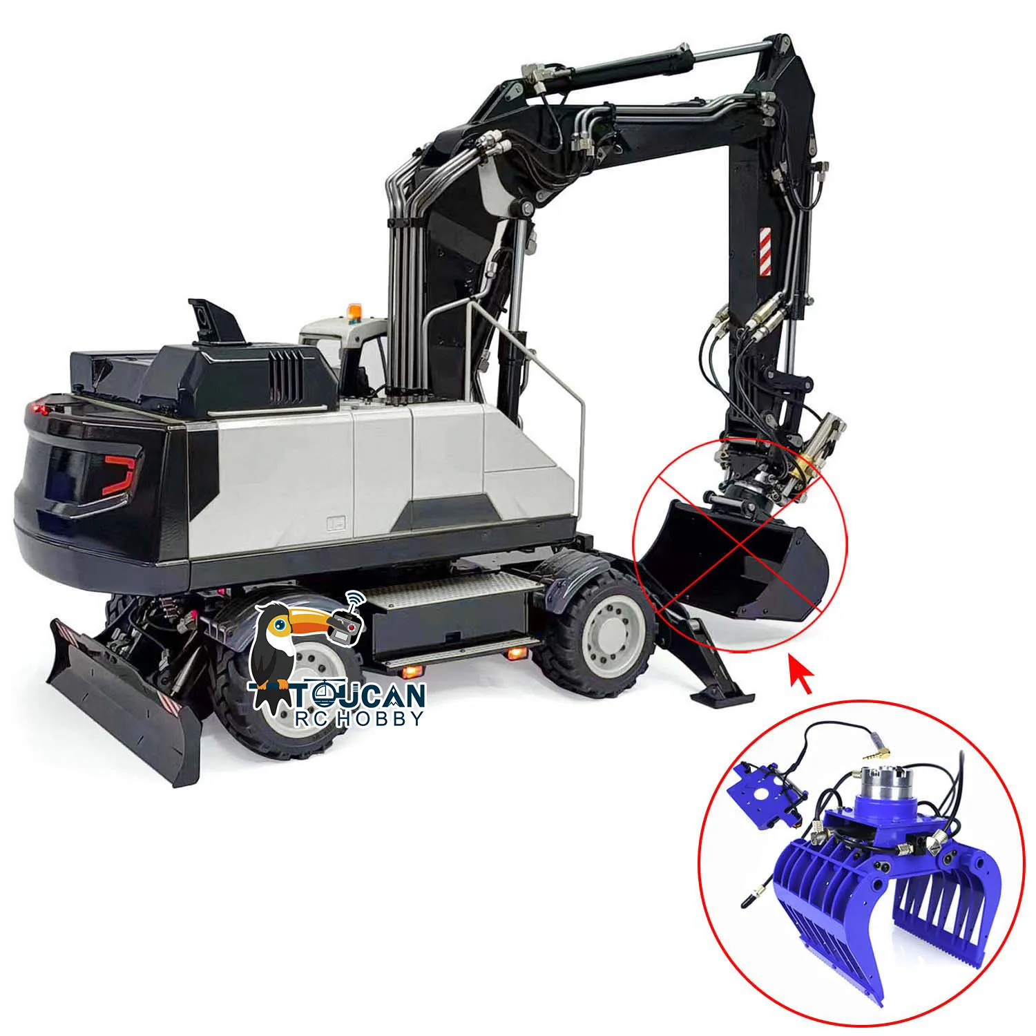 Escavatore RC idraulico 1/14 EC380 Veicolo di ingegneria radiocomandato con ruote Grab RC Digger