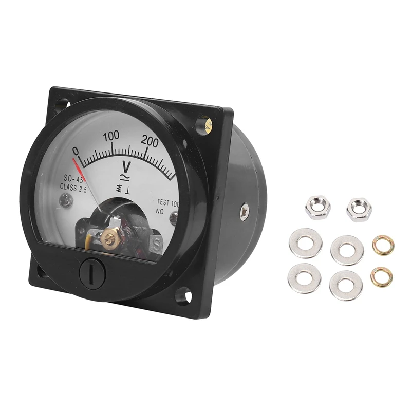 2X AC 0-300V Round Analog Dial Panel Meter Voltmeter Gauge Black