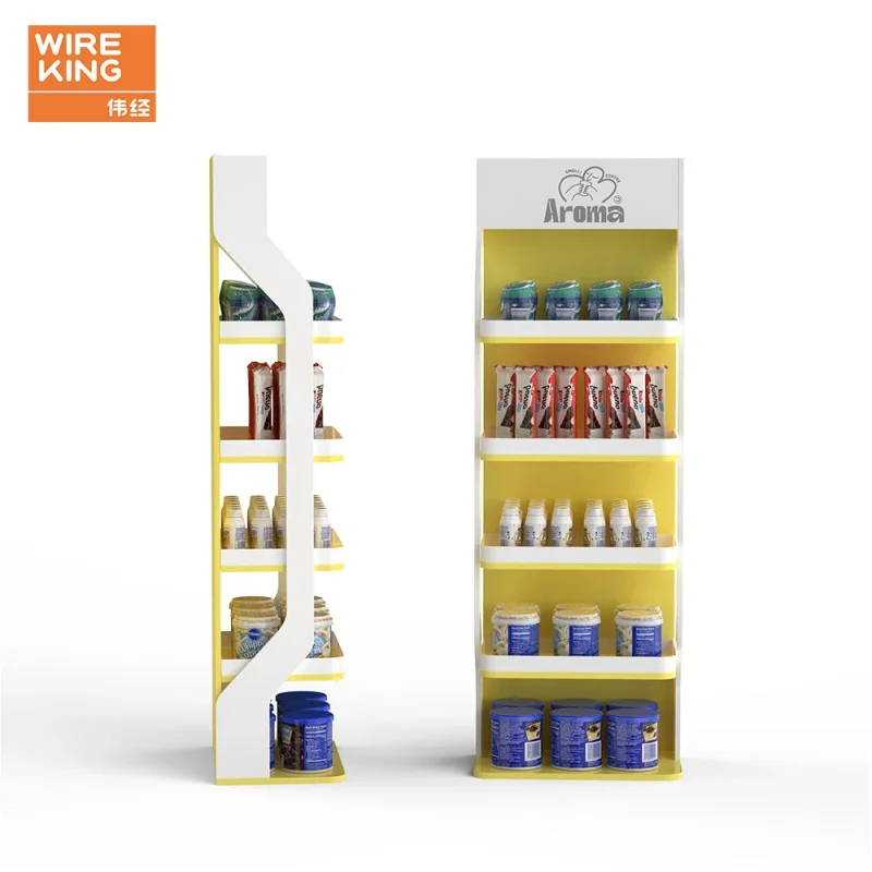 custom.Customized Metal Snack Display Rack Portable Display Shelf Supermarket Potato Chips Beverages Snack Display Racks