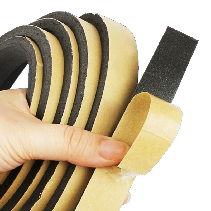 Self Adhesive Tape Rubber Strip EPDM Sponge Sealing Strip Band Soundproofing Foam Rubber Seal Anti-collision Seal Gasket