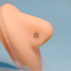 wholesale 10pcs/lot 925 Sterling Silver Cubic Zircon nose studs Flower nose Ring Piercing Jewelry for women gifts