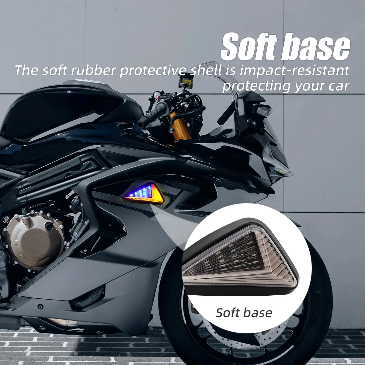 1 Pair Motorcycle LED Turn Signal Triangular Shape Dual Color Following for ATV Scooter Driving Fog Lamp Motorbike Accessories