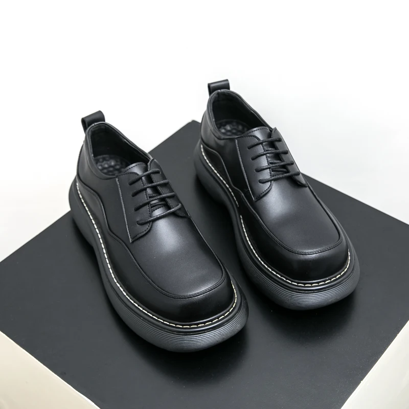 Tamanho 38-45 clássico masculino derby sapatos confortáveis moda grande cabeça fundo grosso sapatos de couro masculino casual versátil sapatos de marca