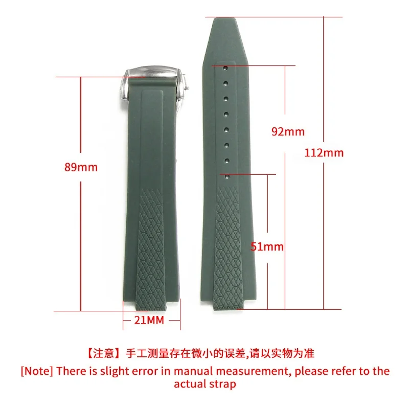 Fluororubber Watch Strap with Stainless Steel Folding Clasp For Longines Conquest Sport L3.830 L3.835 Liquid Rubber Watch Band
