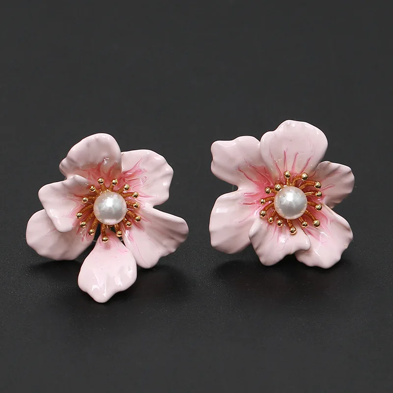 

Japanese Cute Cherry Blossom Earrings For Girls Student Romantic Fake Pearl Enamel Pink Sakura Kids Children Bracelet Necklace