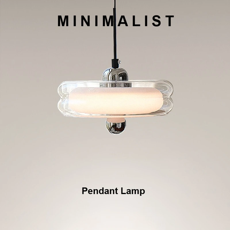 NEW Designer Electroplated Circular Pendant Lamp Bauhaus Minimalist Glass Pendant light Living Room Kitchen Bedroom Hanglamp LED