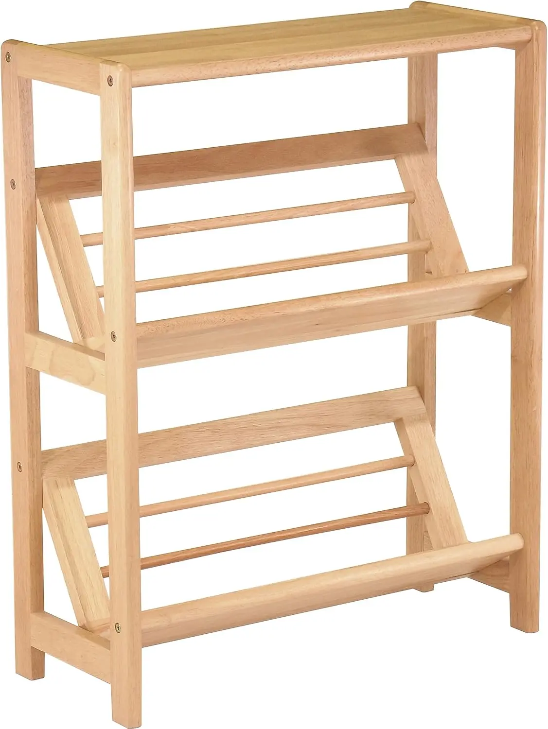 

4-Tier Beech Wood Bookshelf with Slanted Shelves, Natural Finish for Easy Book Access