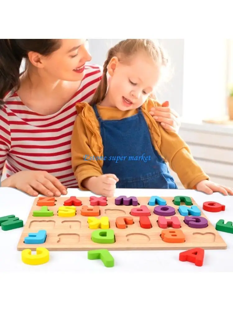 

090b Красочные деревянные буквы для детских алфавитов обучение дошкольников обучение