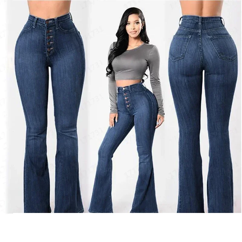 Denim Barbie pants women wearing micro cropped pants 2024 new spring high-waist recovery single-row multi-button bell bottoms