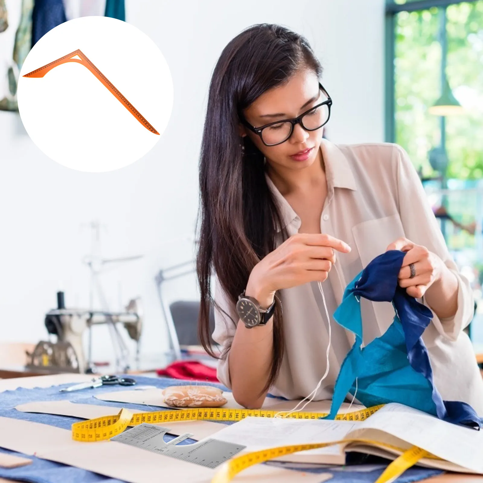 

Линейка для пэчворка, инструмент для раскроя ткани, L-образная, аксессуар для шитья, с четкой шкалой, двойная система измерения, пластиковая рамка, для коррекции форм